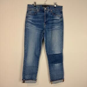 Veronica Beard Ryleigh Slim Straight High Rise Cuffed Hem Jean Size 29